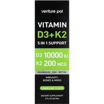 Venture Pal, Vitaminas D3 + K2, citrinų ir laimų skonio, 60 ml (2 skysčio uncijos)
