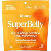 Blume, „SuperBelly“, žarnyną stiprinantis hidratacijos gėrimų mišinio milteliai, mango ir pasiflorų, 15 pakelių po 4 g (0,14 uncijos)
