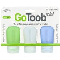 Humangear, „GoToob® Mini“, mėlyni, skaidrūs ir žali, 3 vnt. pakuotė, po 27 ml (0,9 fl oz)