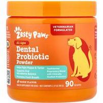 Zesty Paws, Dantų probiotikų milteliai, šunims, visoms amžiaus grupėms, su šonine, 90 g