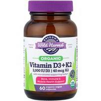 Oregon's Wild Harvest, Organinis vitaminas D3 + K2, 60 organinių veganiškų kapsulių