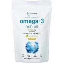 Micro Ingredients, Omega-3 žuvų taukai, citrinų skonio, 240 minkštųjų kapsulių (600 mg vienoje minkštojoje kapsulėje)