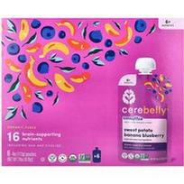 Cerebelly, Kokteilis, ekologiška tyrė be pieno produktų, 6+ mėnesių, saldžiųjų bulvių, bananų, mėlynių, 6 pakeliai po 113 g