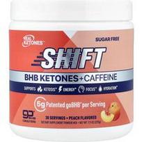 Real Ketones, „Shift“, BHB ketonų ir kofeino miltelių mišinys, persikų skonio, 225 g