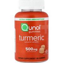 Qunol, Ciberžolės ir kurkumino kompleksas, sodrus mandarinas, 60 guminukų (250 mg viename guminuke)