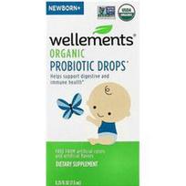 Wellements, Organiniai probiotikų lašai, naujagimiams+, 7,5 ml (0,25 fl oz)