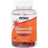 NOW Foods, Vitamino D3 guminukai, braškės, 25 mcg (1000 TV), 90 guminukų