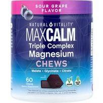 Natural Vitality, „MaxCalm®“ – trigubo komplekso magnio kramtukai, rūgščios vynuogės, 60 kramtomųjų tablečių (150 mg vienoje tabletėje)