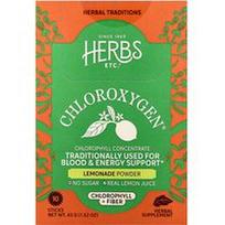 Herbs Etc., ChlorOxygen®, chlorofilo ir skaidulų milteliai, limonadas, 10 lazdelių po 4,3 g (0,15 uncijos)