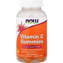 NOW Foods, Vitamino C guminukai, apelsinų skonio, 90 guminukų (125 mg viename guminuke)