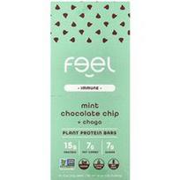 The Feel Bar, Augalinių baltymų batonėliai „Imune“, mėtų ir šokolado gabaliukų bei čagos skonio, 10 batonėlių po 57 g