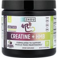 Zhou Nutrition, Kreatinas + HMB, gervuogių ir pasiflorų skonio, 309 g