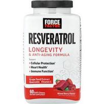 Force Factor, Resveratrolis, mišrių uogų skonio, 60 minkštų kramtomųjų tablečių