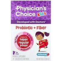 Physician's Choice, Vaikams skirtas probiotikas + skaidulos, nuo 1 metų, beskonis, 24 pakeliai po 0,12 uncijos (3,4 g)