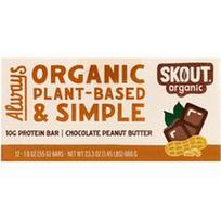 Skout Organic, Baltymų batonėlis, šokoladinis ir žemės riešutų sviesto, 12 batonėlių po 55 g