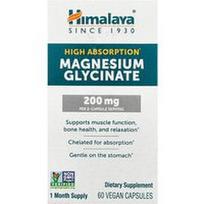 Himalaya, Didelės absorbcijos magnio glicinatas, 60 veganiškų kapsulių (100 mg vienoje kapsulėje)