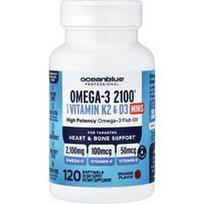 OceanBlue, Profesionalus, Omega-3 2100® su vitaminais K2 ir D3 Minis, apelsinų skonio, 120 minkštųjų kapsulių
