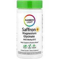 Rainbow Light, Šafranas + magnio glicinatas su metil B12, 90 veganiškų kapsulių