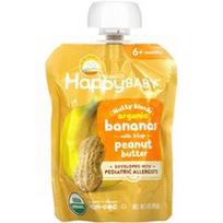 Happy Family Organics, „Happy Baby®“, riešutų mišiniai™, 6+ mėnesių, ekologiški bananai su 1/2 arb. šaukštelio žemės riešutų sviesto, 85 g