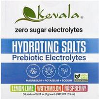 Kevala, Drėkinamosios druskos, prebiotiniai elektrolitai, įvairių dydžių pakuotė, 30 lazdelių po 7 g (0,25 uncijos)