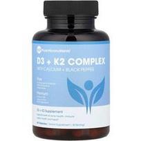 Pure Micronutrients, D3 + K2 kompleksas su kalciu ir juodaisiais pipirais, 60 kapsulių