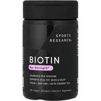 Sports Research, Biotinas, 10 000 mcg, 120 vegetariškų minkštųjų kapsulių