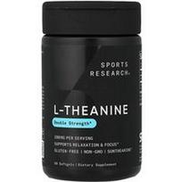 Sports Research, L-teaninas, dvigubo stiprumo, 200 mg, 60 minkštųjų gelių