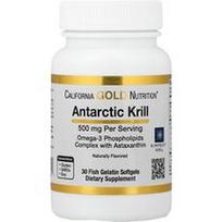 California Gold Nutrition, Antarktidos krilių aliejus, Omega-3 fosfolipidų kompleksas su EPR, DHR ir astaksantinu, natūralios braškės ir citrinos, 500 mg, 30 žuvies želatinos minkštųjų gelių