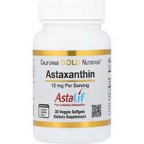 California Gold Nutrition, Astaksantinas, „Astalif® Pure Icelandic“, 12 mg, 30 vegetariškų minkštųjų kapsulių