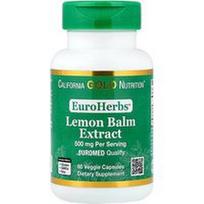 California Gold Nutrition, EuroHerbs™, melisų ekstraktas, Euromed kokybė, 500 mg, 60 daržovių kapsulių