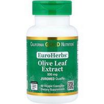 California Gold Nutrition, EuroHerbs™, alyvuogių lapų ekstraktas, Euromed kokybė, 500 mg, 60 daržovių kapsulių