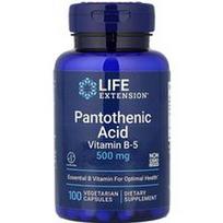Life Extension, Pantoteno rūgštis, vitaminas B-5, 500 mg, 100 vegetariškų kapsulių
