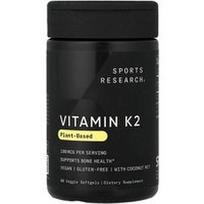 Sports Research, Vitaminas K2, augalinis, 100 mcg, 60 daržovių minkštųjų gelių