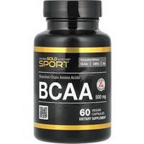 California Gold Nutrition, Sportas, BCAA, AjiPure® šakotosios grandinės aminorūgštys 2:1:1 su L-leucinu, L-izoleucinu ir L-valinu, 500 mg, 60 vegetariškų kapsulių