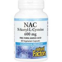 Natural Factors, NAC, N-acetil-L-cisteinas, 600 mg, 60 vegetariškų kapsulių