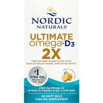 Nordic Naturals, Ultimate Omega-D3® 2X, puiki citrina, 60 minkštų gelių
