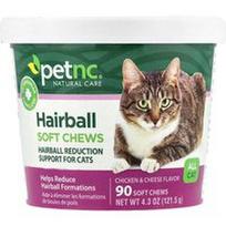 petnc NATURAL CARE, Plaukų kamuoliukų minkšti kramtukai, visos katės, vištiena ir sūris, 90 minkštų kramtomųjų, 4.3 uncijos (121.5 g)