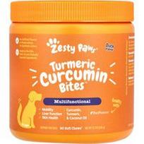Zesty Paws, Ciberžolės kurkumino kąsneliai™ šunims, daugiafunkciniai, bet kokio amžiaus, antis, 90 minkštų kramtomųjų, 12.7 oz (360 g)