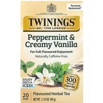 Twinings, Aromatizuota žolelių arbata, pipirmėčių ir kreminė vanilė, be kofeino, 20 arbatos maišelių, 1.41 uncijos (40 g)