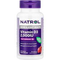 Natrol, Vitaminas D3, braškių skonio, 2000 TV, 90 tablečių