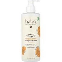 Babo Botanicals, Jautriai kūdikių odai, šampūnas ir prausiklis, be kvapiklių, 473 ml