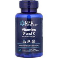 Life Extension, Vitaminai D ir K su jūros jodu™, 60 kapsulių