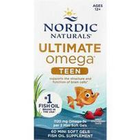 Nordic Naturals, Paaugliams, „Ultimate Omega®“ žuvų taukai, nuo 12 metų, braškių skonio, 60 mini minkštųjų kapsulių