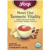 Yogi Tea, Ciberžolės „Vitality“ arbata su medumi ir chai arbata be kofeino, 16 arbatos pakelių, 32 g