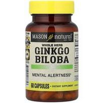Mason Natural, Viso ginkmedžio (Ginkgo Biloba) žolė, 60 kapsulių (125 mg vienoje kapsulėje)