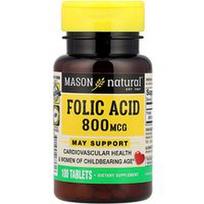 Mason Natural, Folio rūgštis, 800 mcg, 100 tablečių