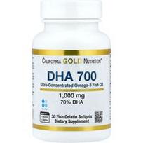 California Gold Nutrition, DHA 700 žuvų taukai, itin koncentruoti, 1000 mg, 30 minkštųjų žuvų želatinos kapsulių