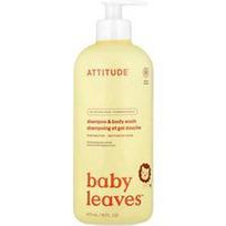 ATTITUDE, „Baby Leaves™“ šampūnas ir prausiklis kūnui su kriaušių nektaru, 473 ml