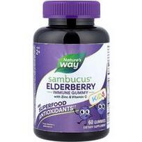 Nature's Way, „Sambucus® Kids“, imuninę sistemą stiprinantys guminukai su cinku ir vitaminu C, nuo 2 metų, su šeivamedžio uogomis, 60 guminukų