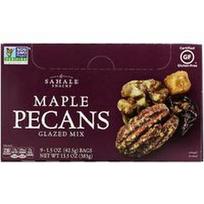 Sahale Snacks, Glazūruotų pekano riešutų mišinys, klevo sirupo, 9 pakeliai po 42,5 g (1,5 uncijos)